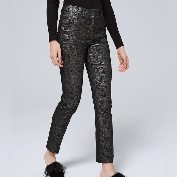 White House Black Market Pants - WHBM Black Silver Metallic Comfort Stretch
Jacquard Slim Ankle Pants 4